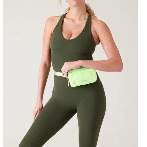 Athleta All About Crossbody Belt Bag Lime Green Power Of She Running Walking Gym - Picture 2 of 9
